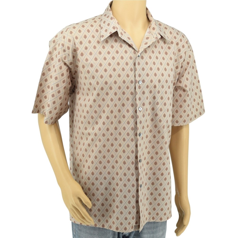 Tori Richard Men's XL Cotton Lawn Camp Shirt‎ Geometric Leaf Made in USA